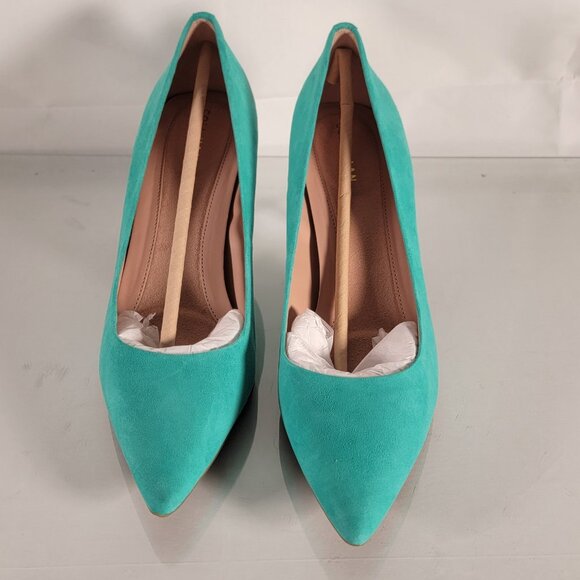 Cole Haan Go To Park Pump Turquoise Suede High Heel - Picture 3 of 11